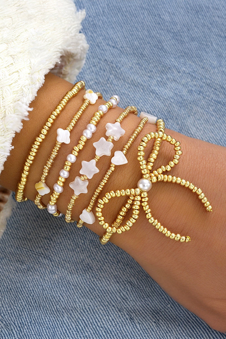 Bow Knot Star Heart Beaded Multi Layer Bracelet