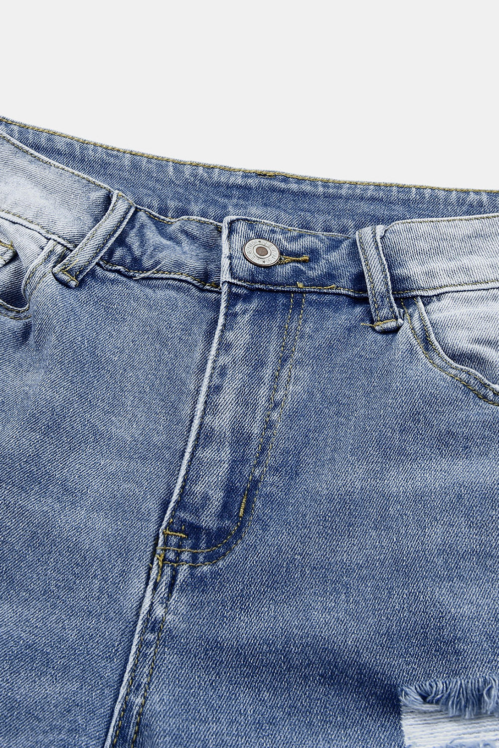 Sky Blue Skinny Distressed Capri Jeans
