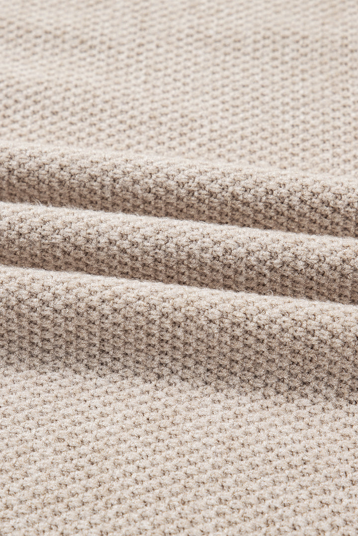 Parchment Color Block Knit Striped Sleeve Detail Casual Sweater