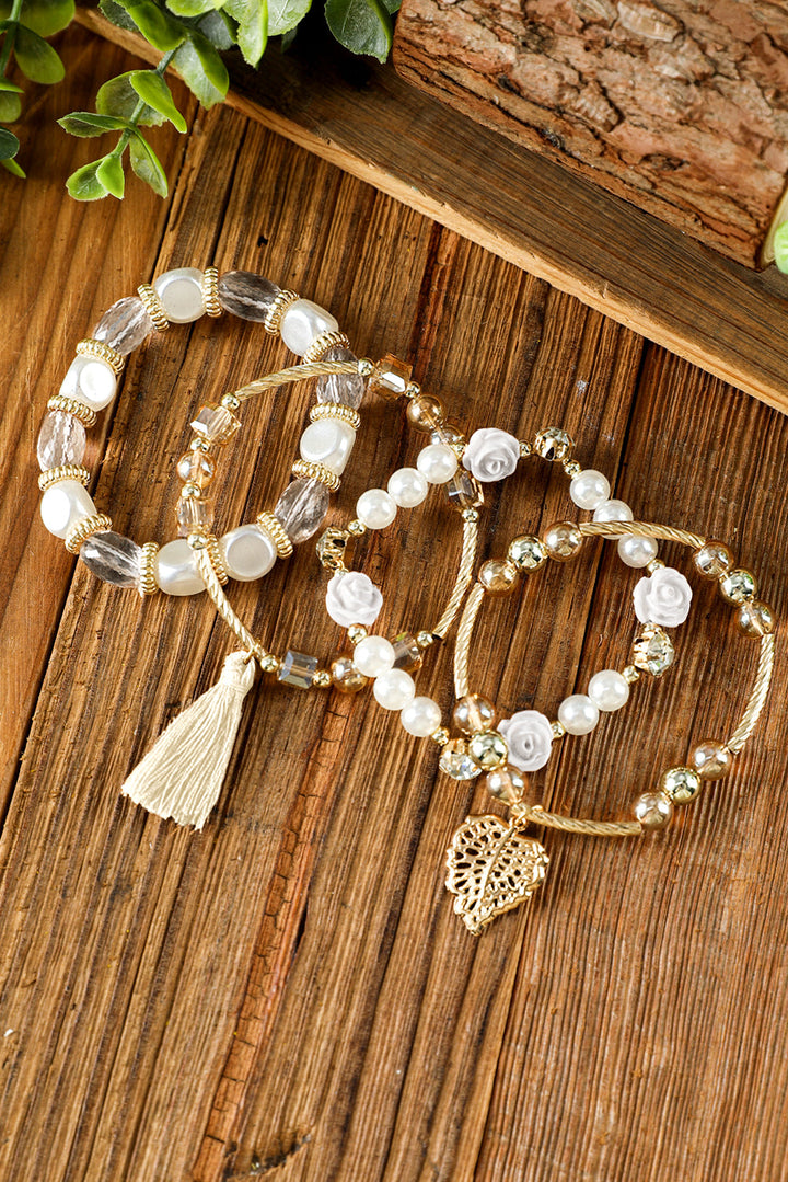 Böhmisches Lagenarmband mit Strassperlen und Fransen