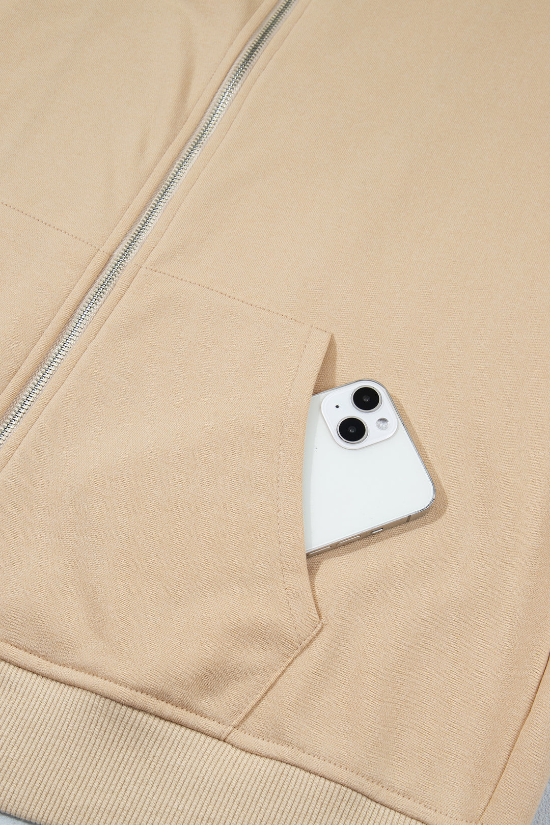 Parchment Polka Dot Hooded Zip-Up Sweatshirt