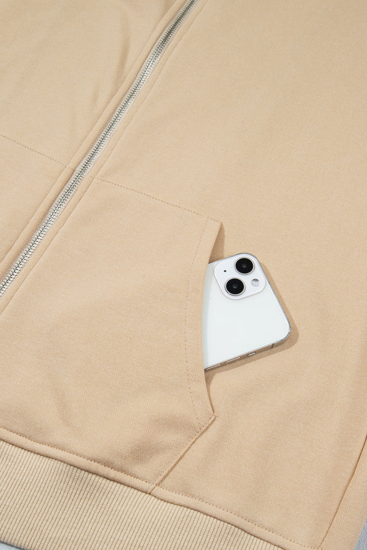 Parchment Polka Dot Hooded Zip-Up Sweatshirt