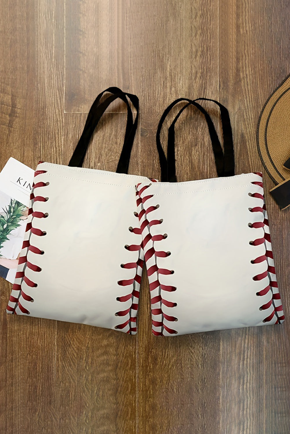 Sac fourre-tout en toile à imprimé baseball