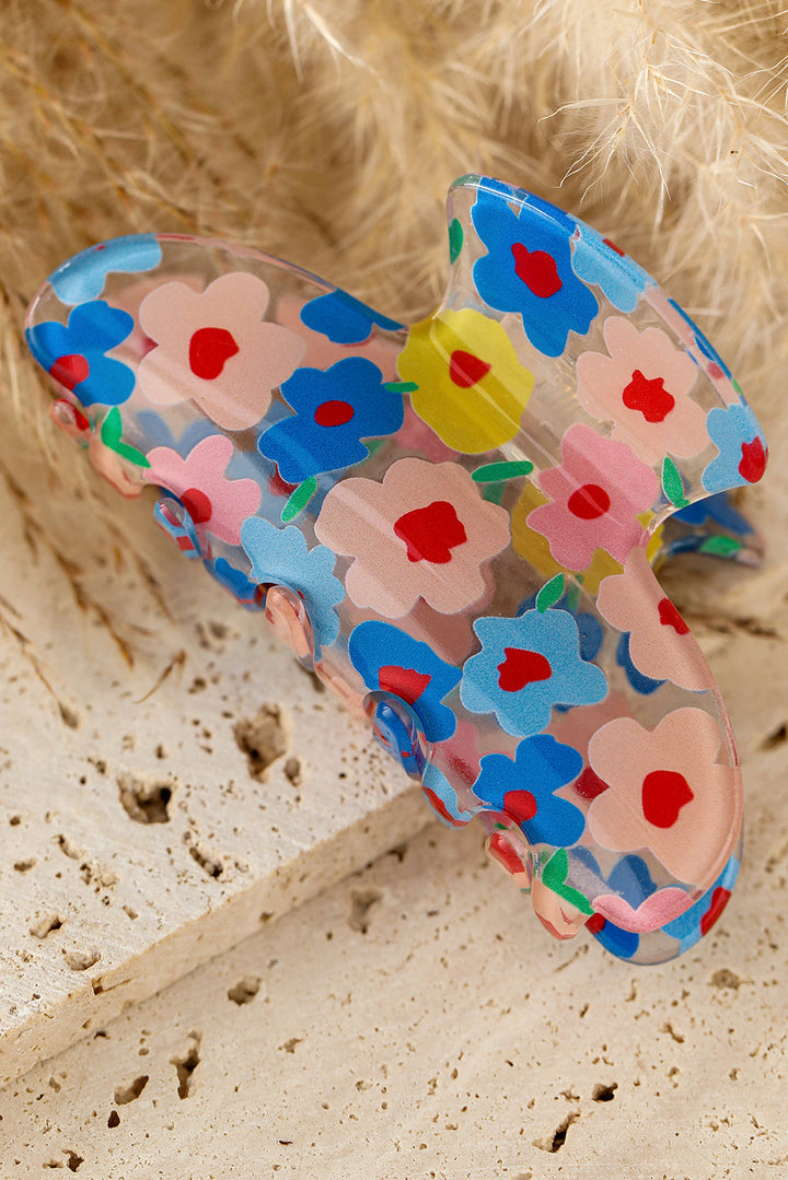Transparente Haarspange aus PVC mit lebendigem Blumenmuster