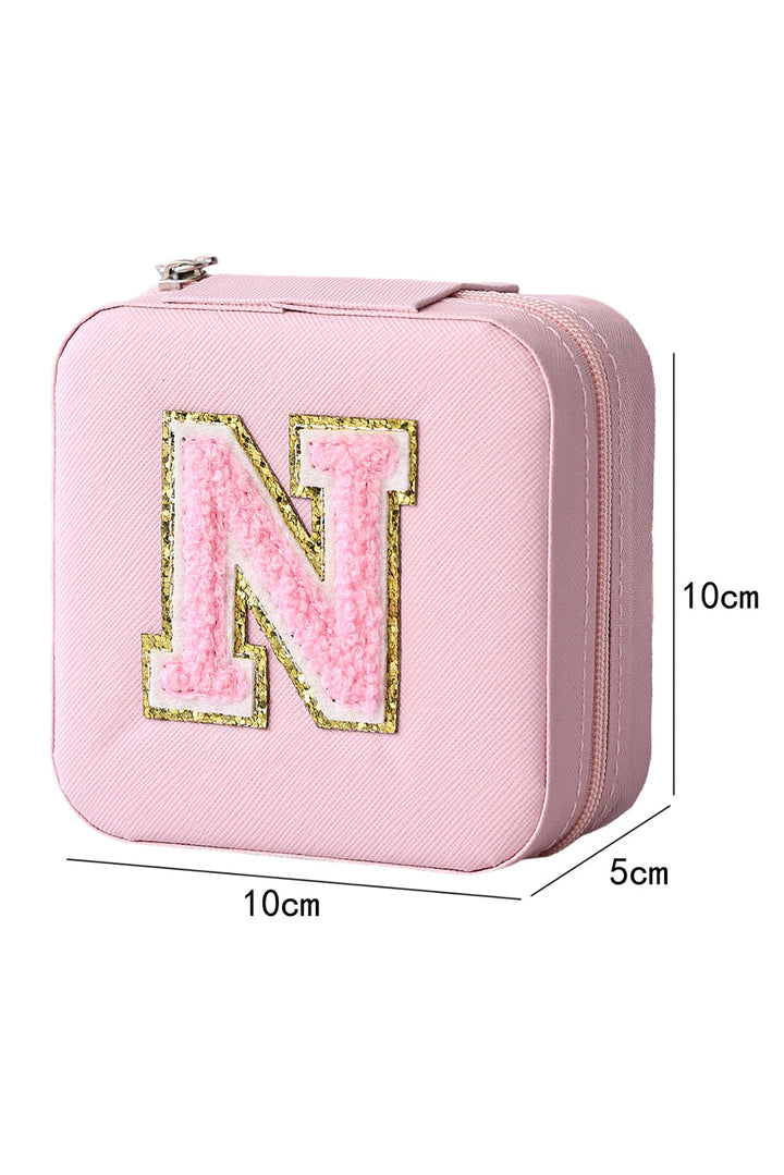 Initial N Chenille Square Jewelry Box