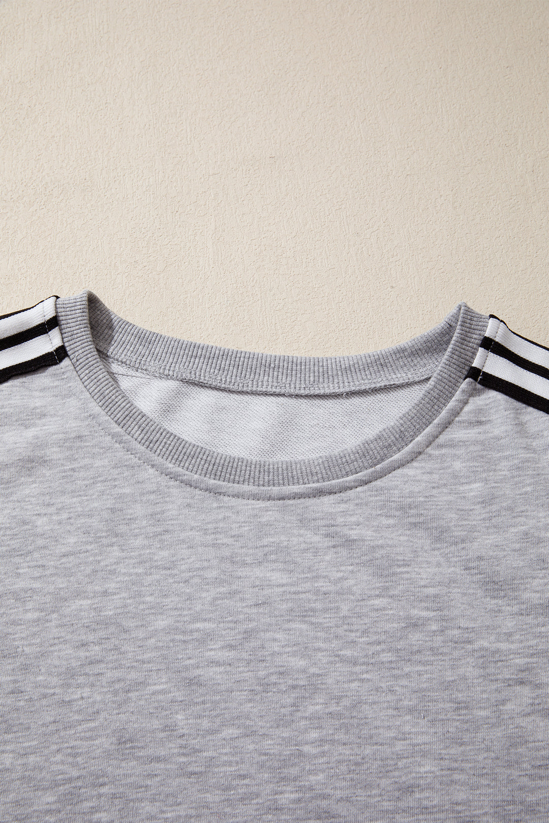 Light Grey Patchwork Detail Raw Edge Oversize Tee
