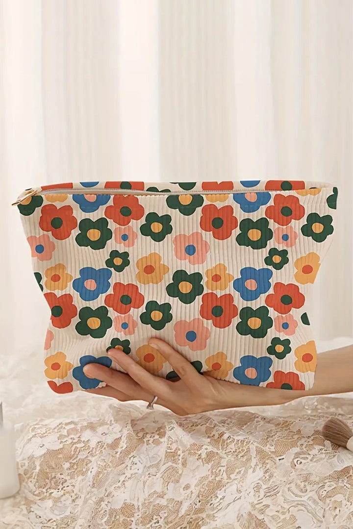 Trousse de maquillage texturée à imprimé floral