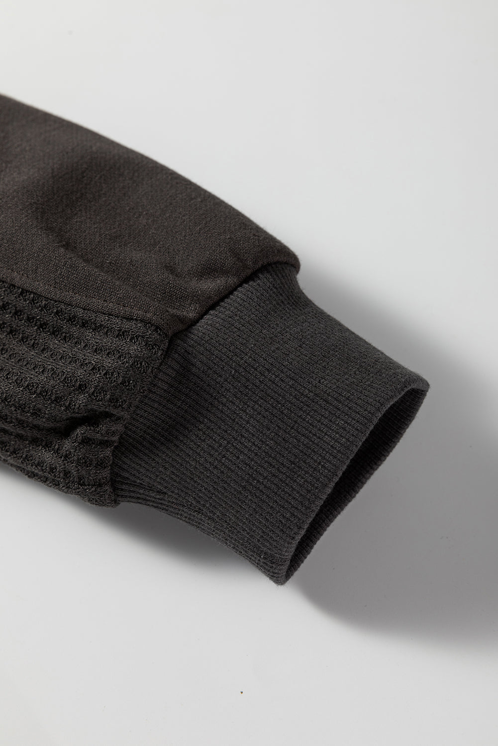 Waffle Knit Patchwork Half Zipped Casual Sweatshirt