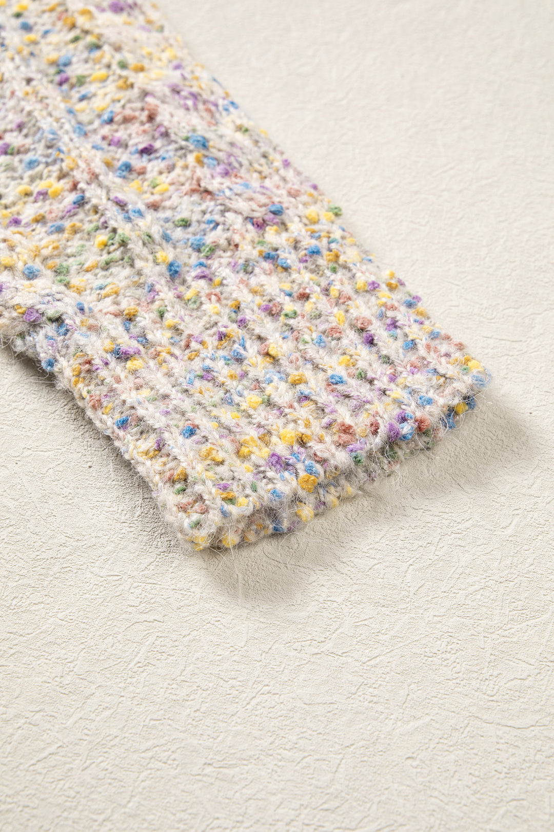 Multicolour Cozy Cable Knit Round Neck Long Sleeve Confetti Sweater