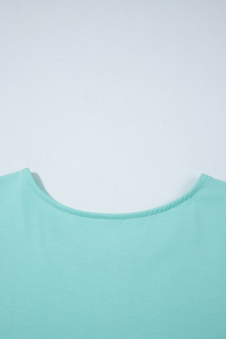 Mint Green Frilled Trim Crew Neck Loose Fit Mini Dress