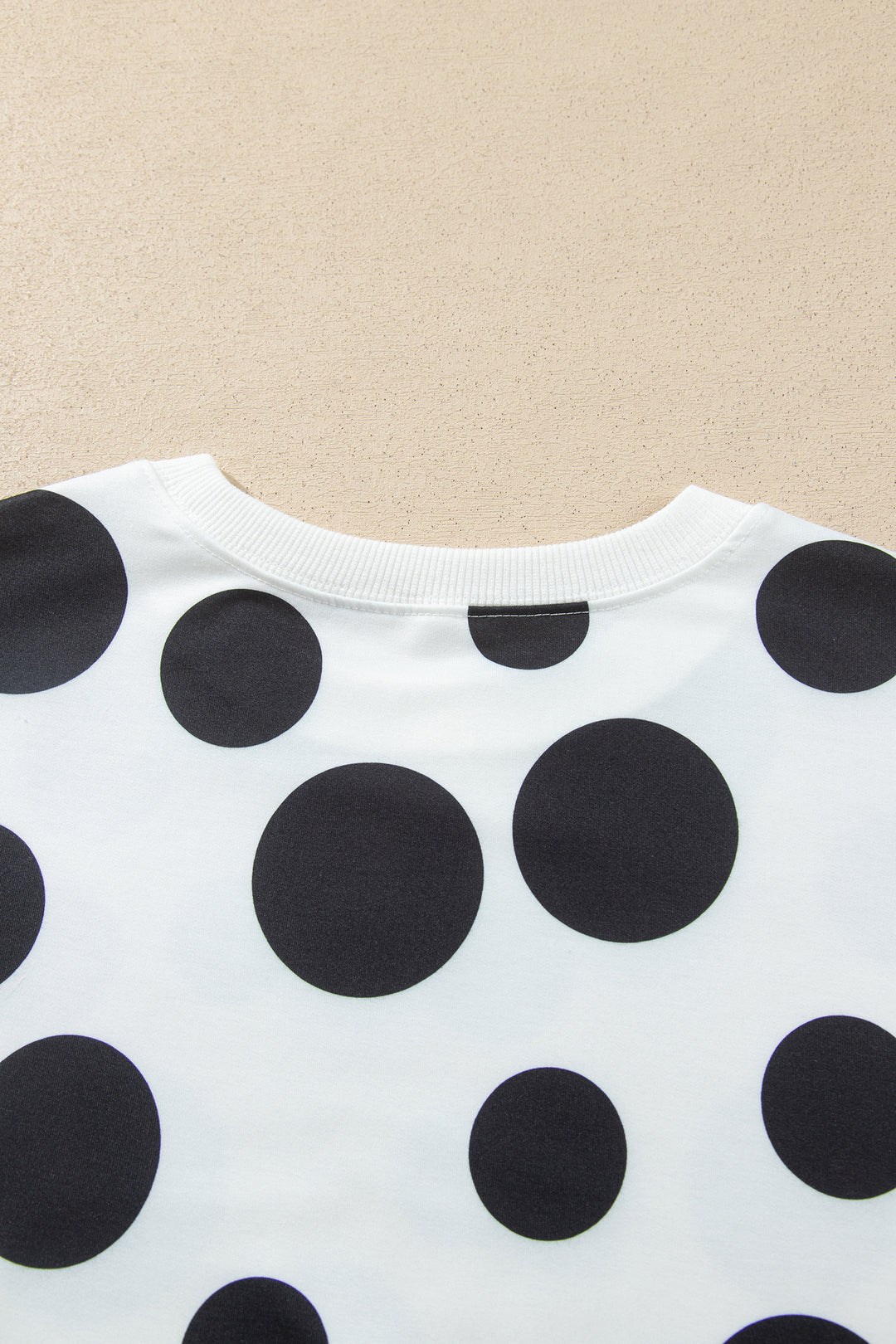 White Polka Dot Long Sleeve Top Drawstring Relaxed Pants Set