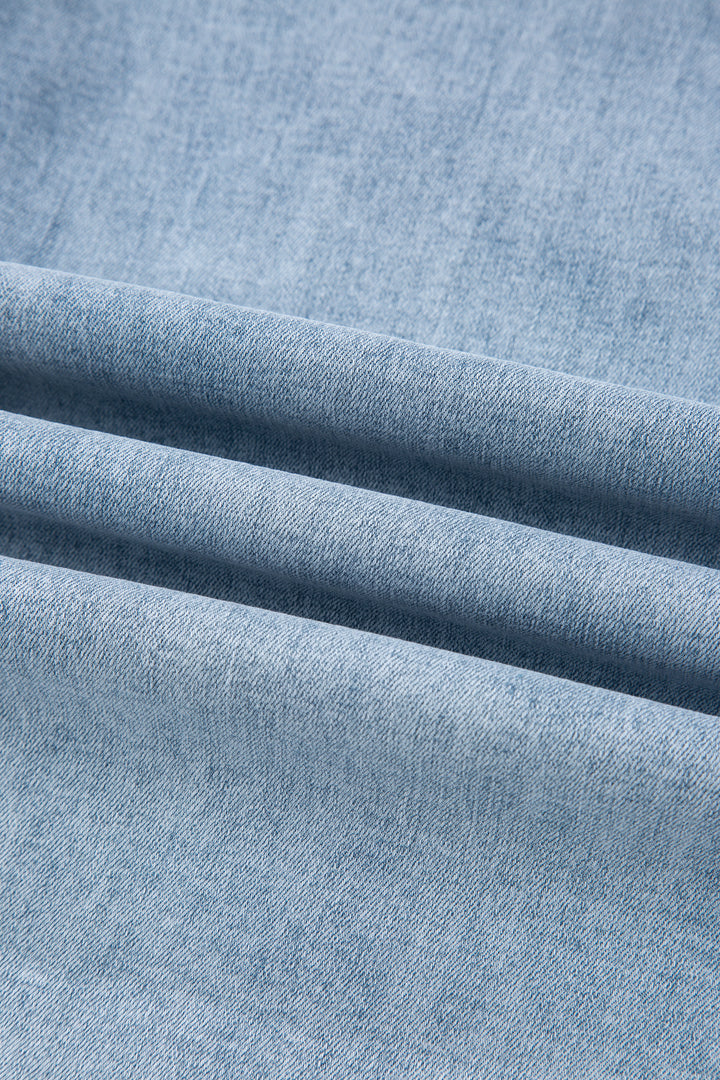 Beau Blue Bow Knot Side Detail Straight Leg Loose Jeans