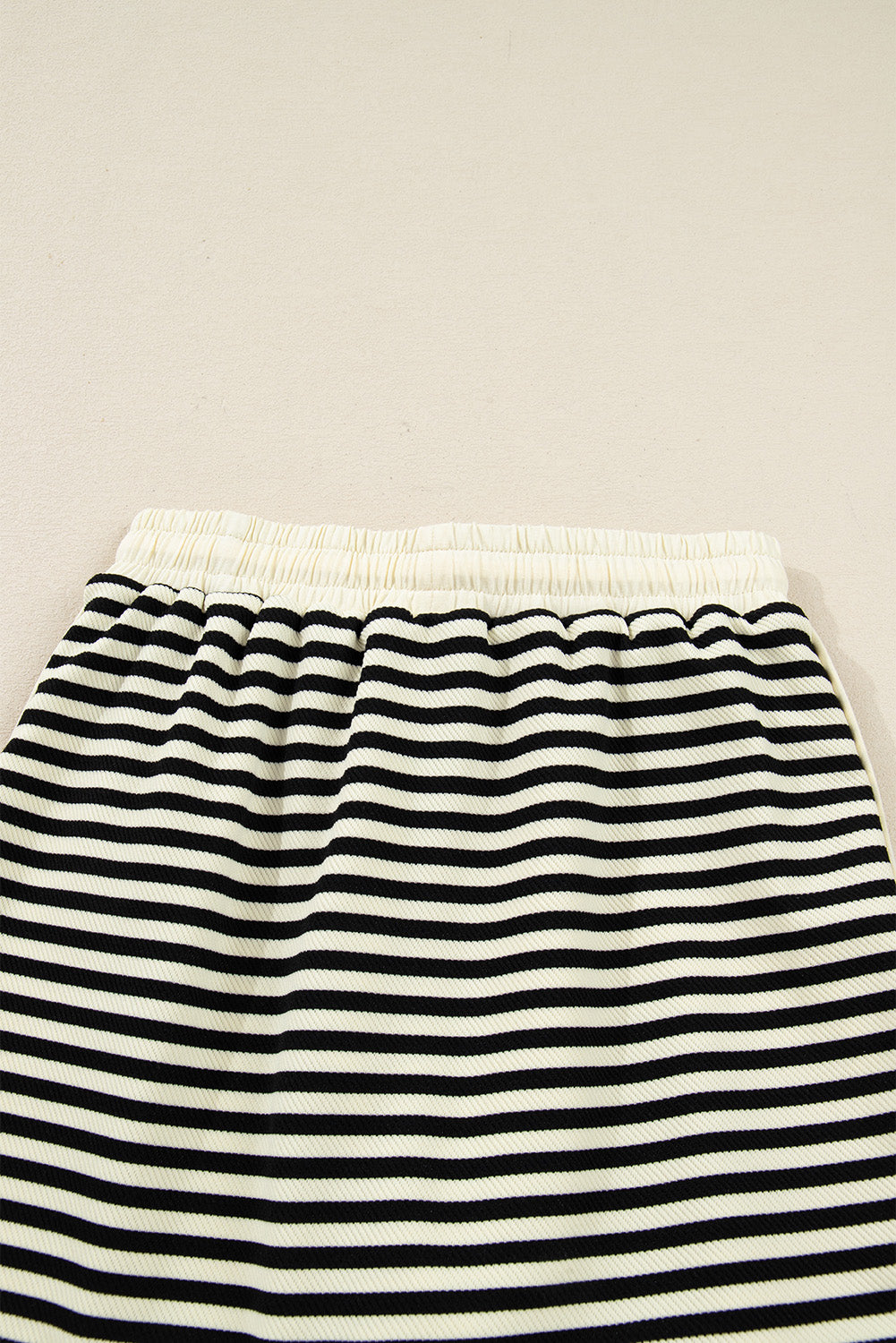 Black Stripe Textured Pullover Top Drawstring Mini Skort Two Piece Dress Set