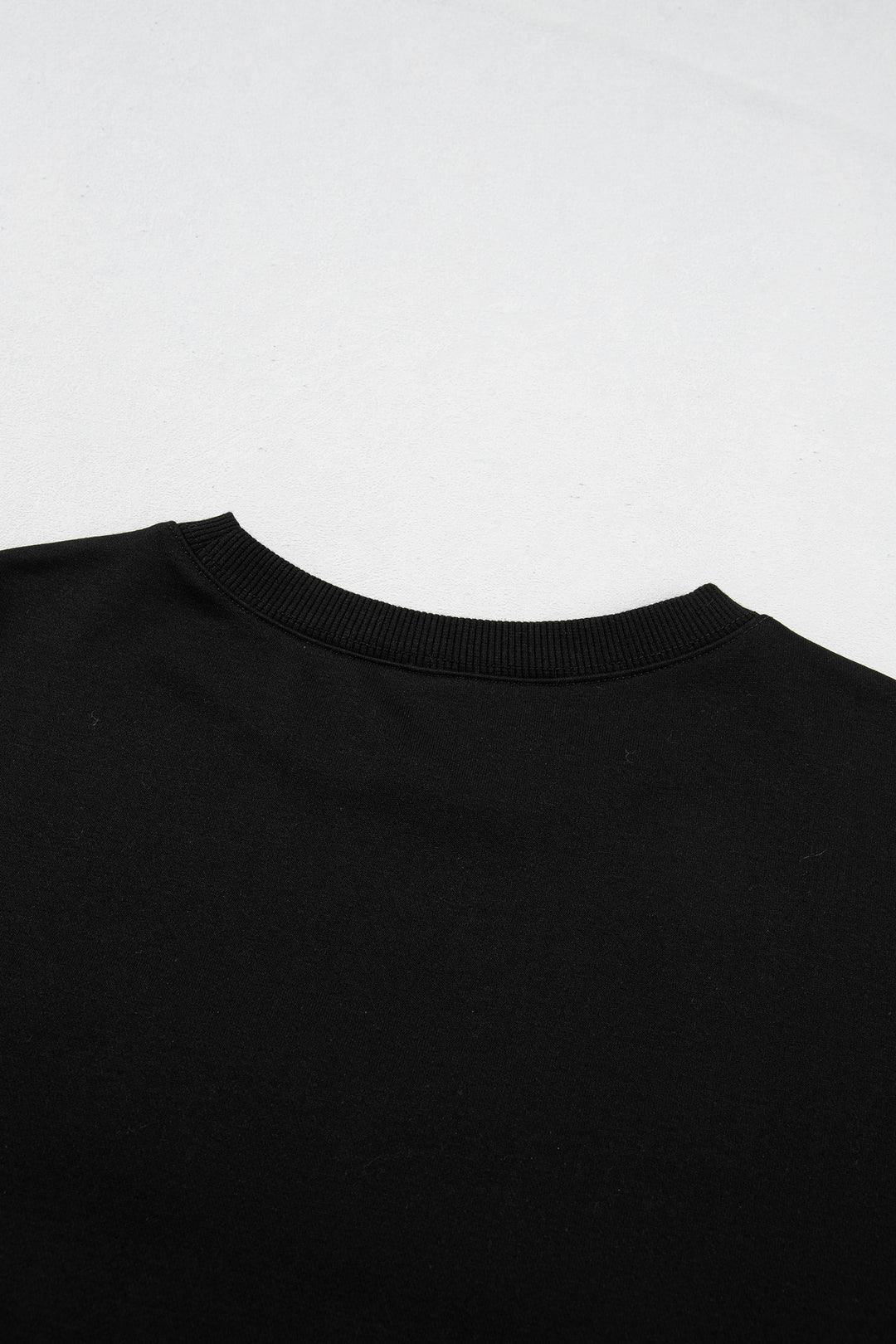 Color black Embroidered Spooky Season Graphic Long Sleeve Round Neck Pullover Sweatshirt
