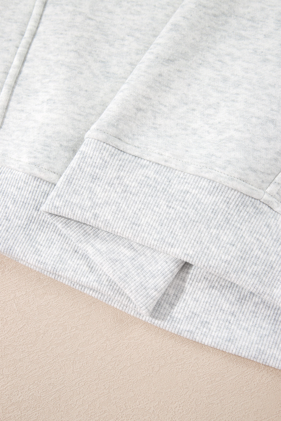 Light Grey High Neck Ribbed Cuff Hem Sweatshirt