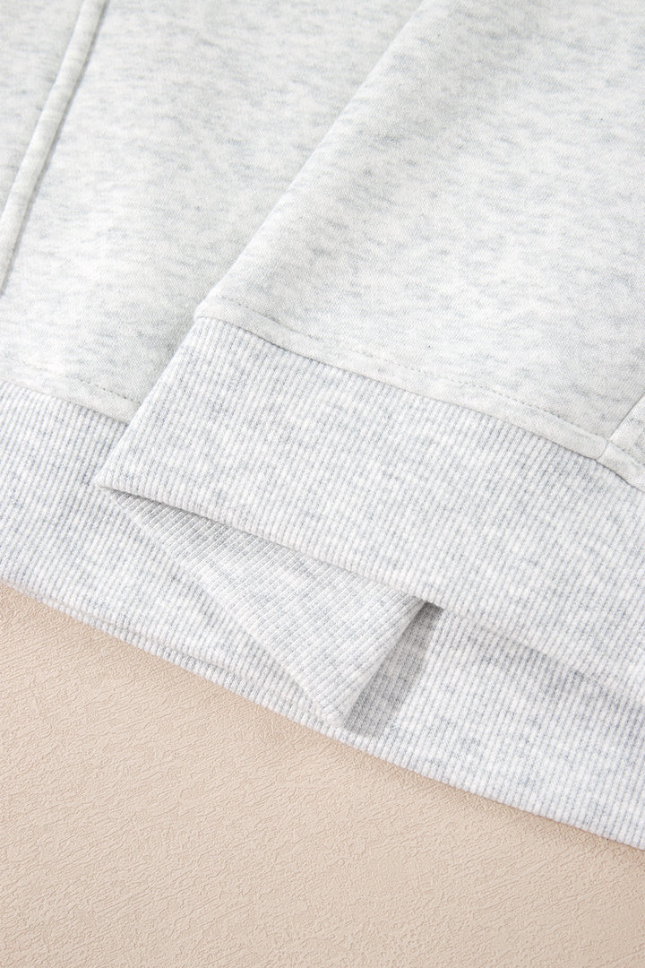 Light Grey High Neck Ribbed Cuff Hem Sweatshirt