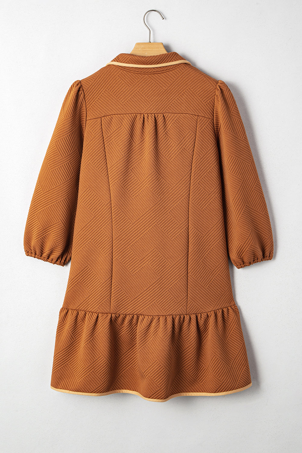 Quarter Zip Collar Bracelet Sleeve Textured Mini Dress