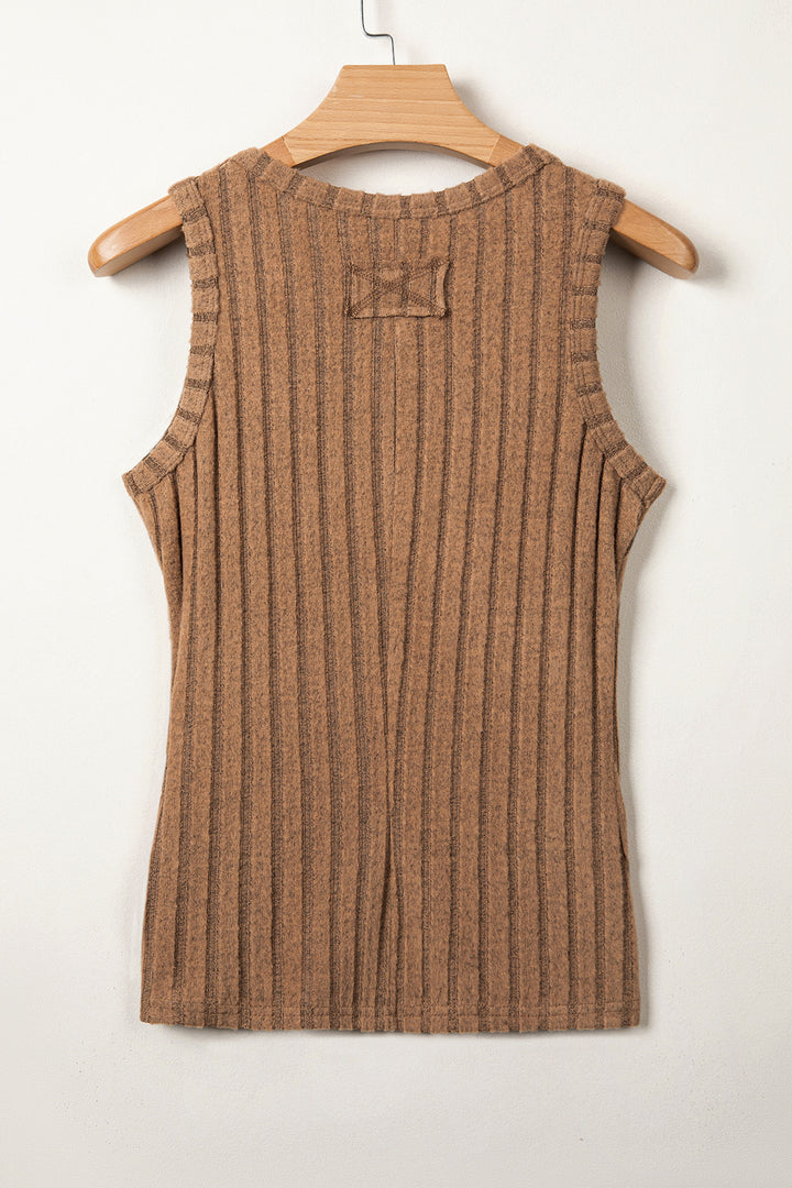 Camel Slim Ribbed Mineral Wash Tank Top