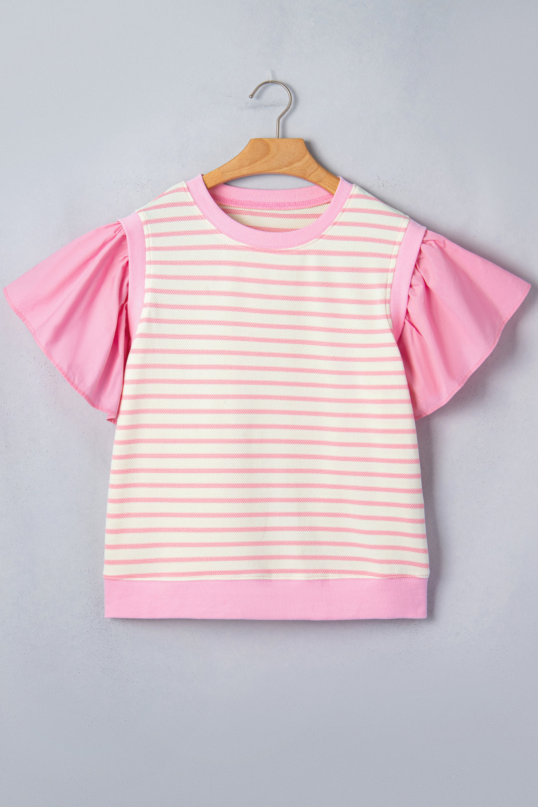 Ruffled Short Sleeve Patchwork Blouse