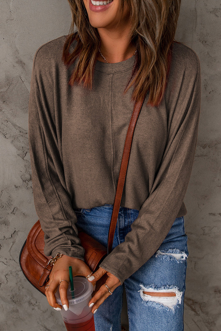 Fiery Solid Color Patchwork Long Sleeve Top