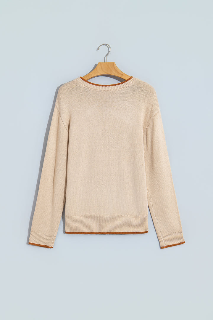 Parchment Corder HOWDY Letter Graphic Crew Neck Relaxed Sweater