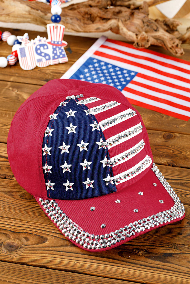 Baseballkappe mit amerikanischer Flagge und Strassdekor