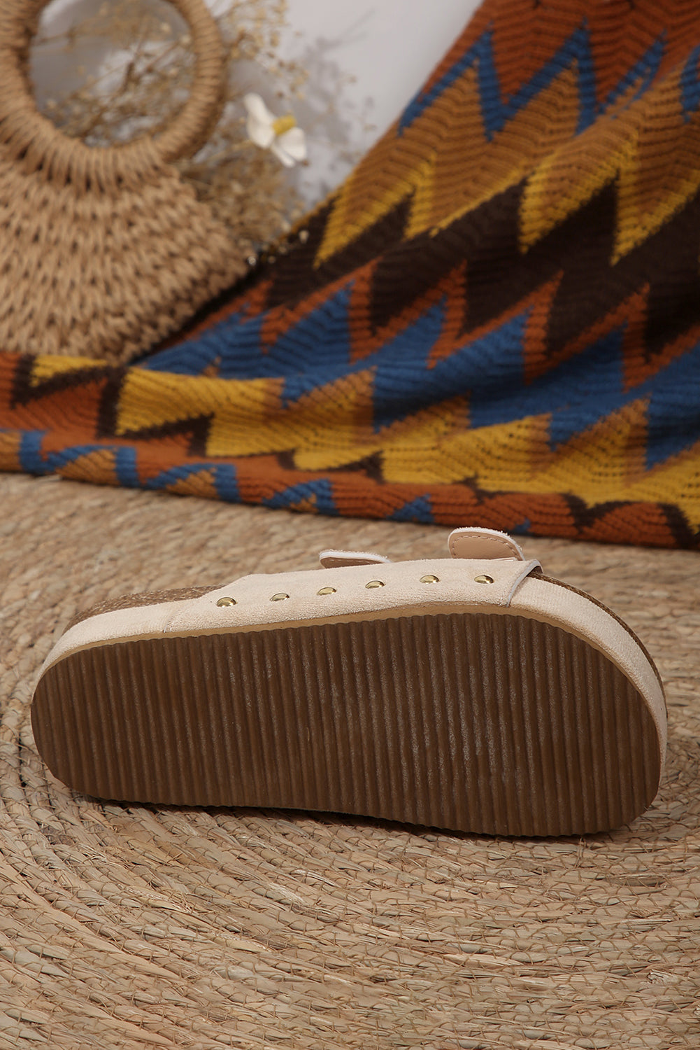 Suede Buckle Decor Footbed Sandal Slippers
