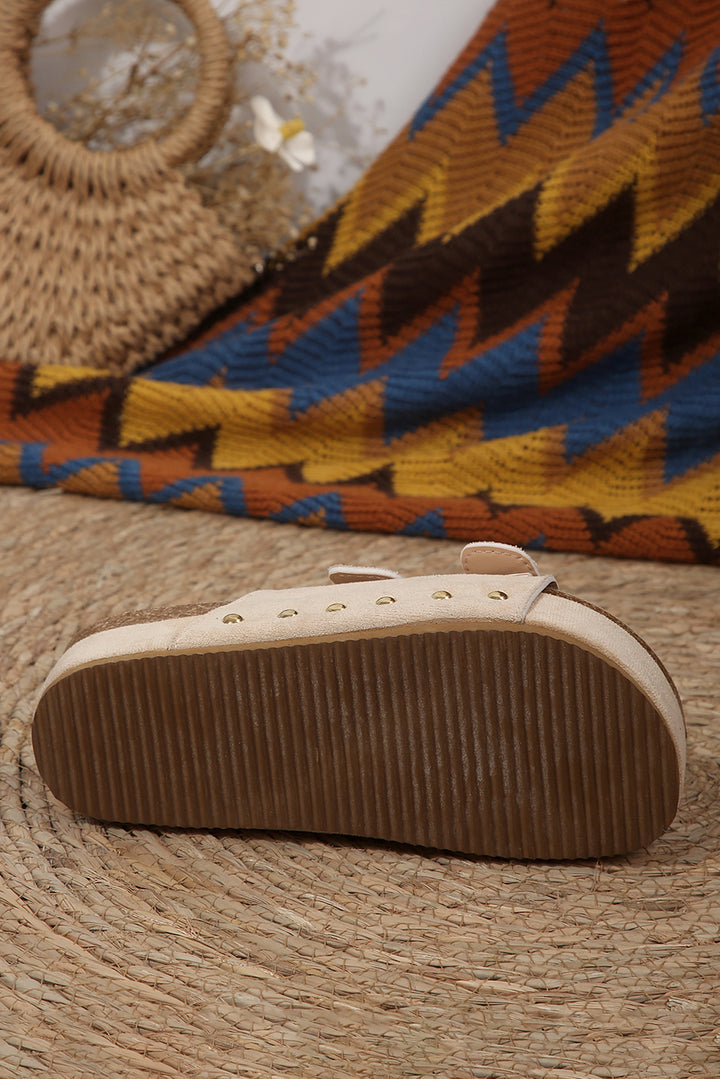 Suede Buckle Decor Footbed Sandal Slippers