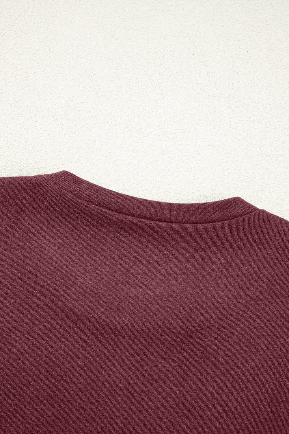 Red Exposed Seam Crew Neck Long Sleeve Top
