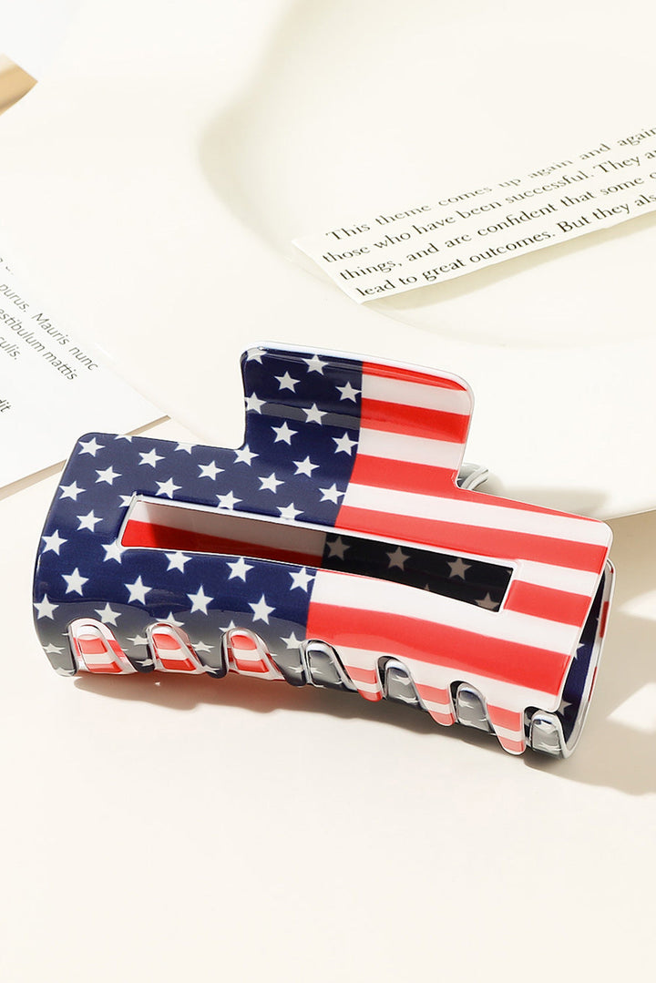 American Flag Print Square Claw Clip