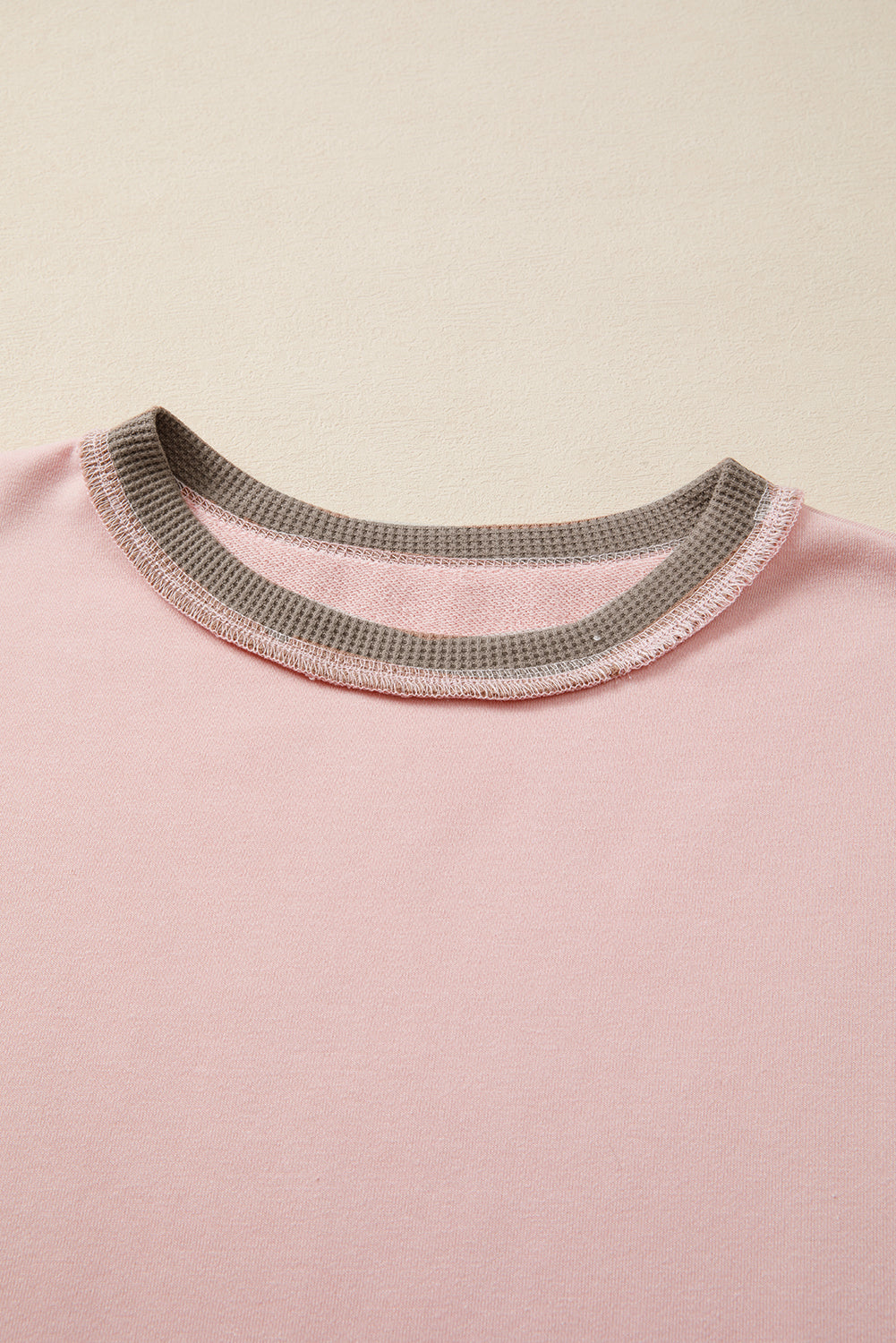 Color Block Mix Texture Waffle Patchwork Oversize Sweatshirt