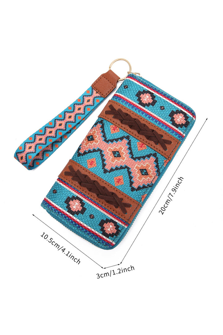 Western Aztec Print PU Leather Wristlet Wallet