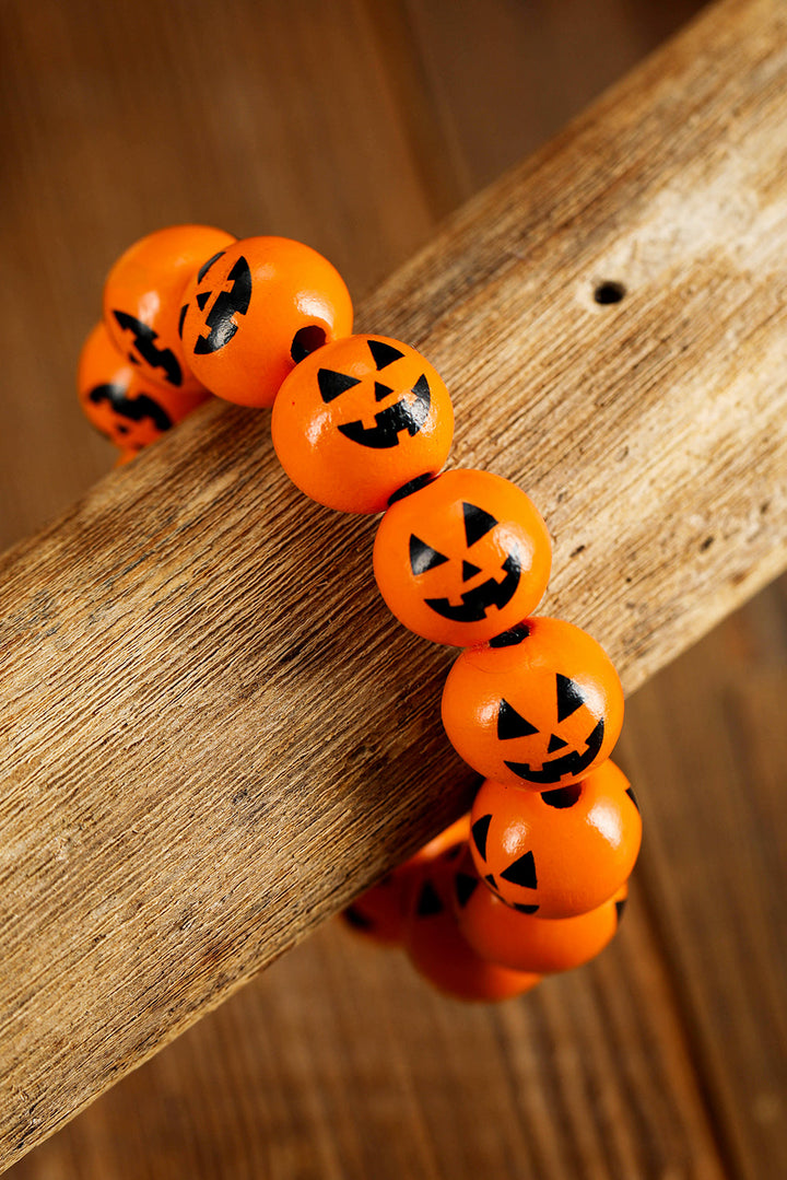 Bracelet de perles en forme de visage de citrouille d'Halloween