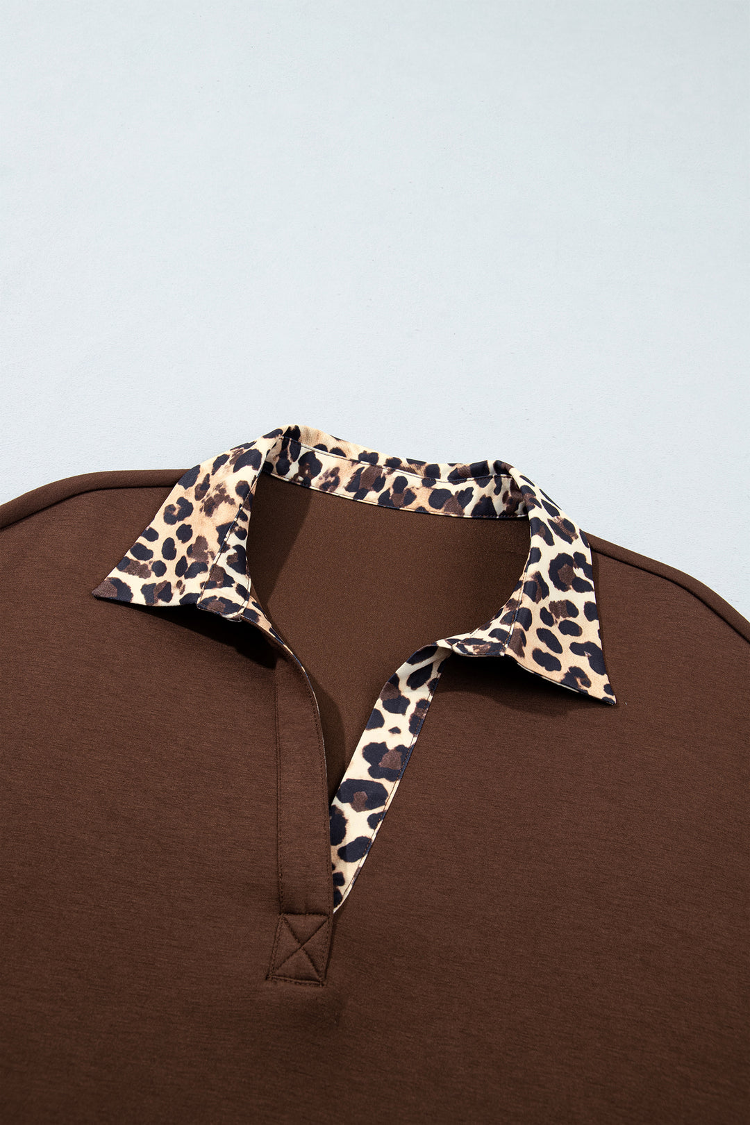 Coffee Leopard Patchwork Collar Autumn Long Sleeve Dress