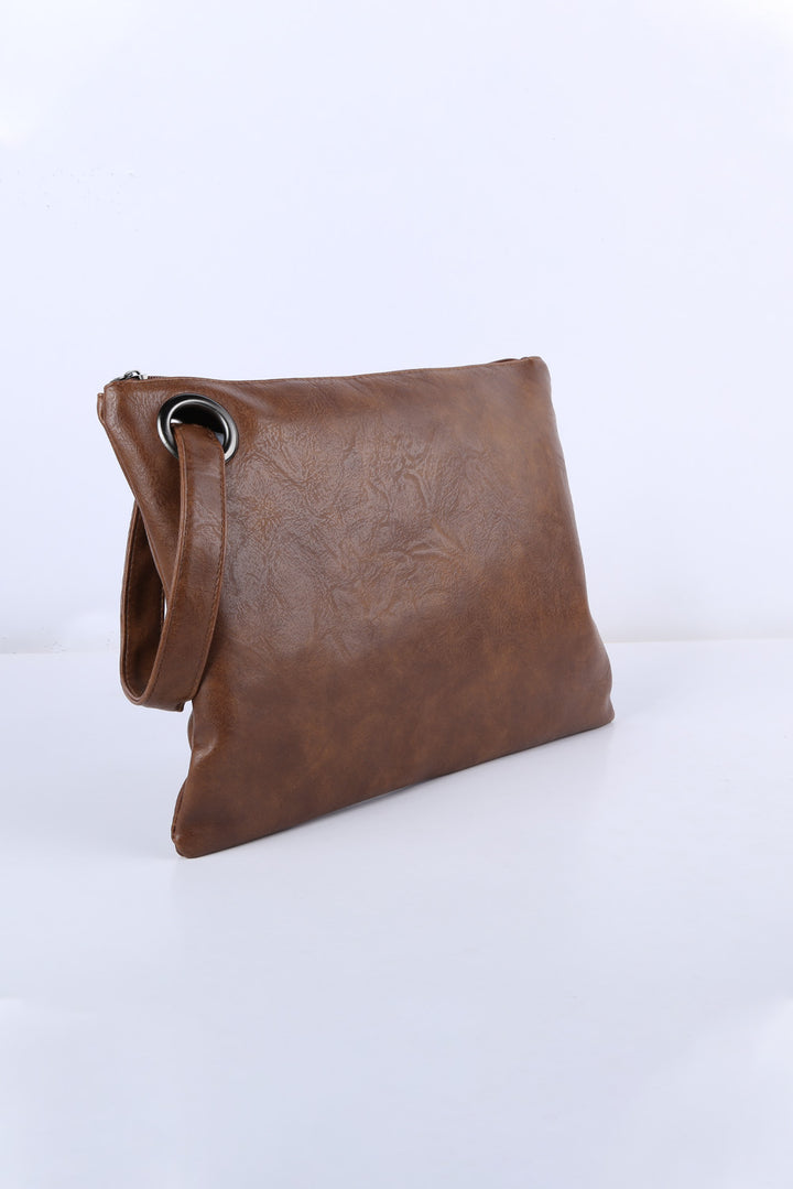 Vintage Leather Oversized Clutch Bag