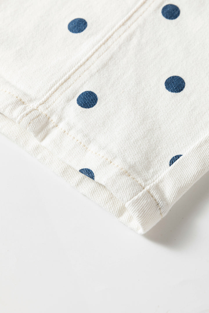 Blue Tailored Seam Polka Dot Print Barrel Casual Jeans
