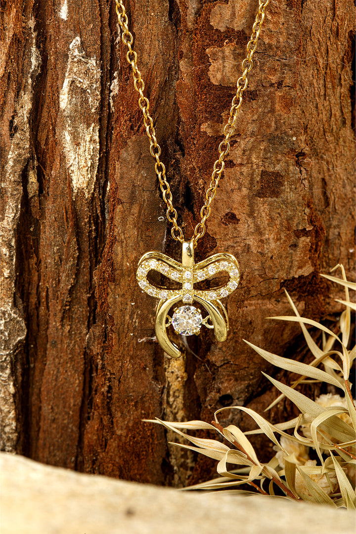 Collier en alliage plaqué avec pendentif nœud papillon en strass