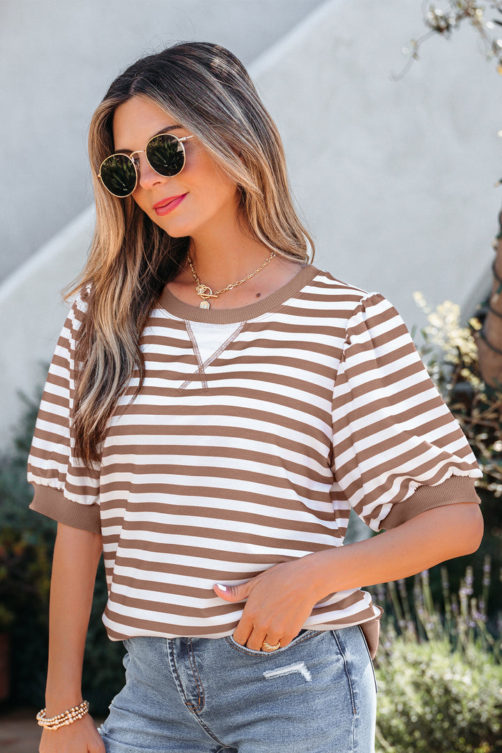 Short Bubble Sleeve T Shirt