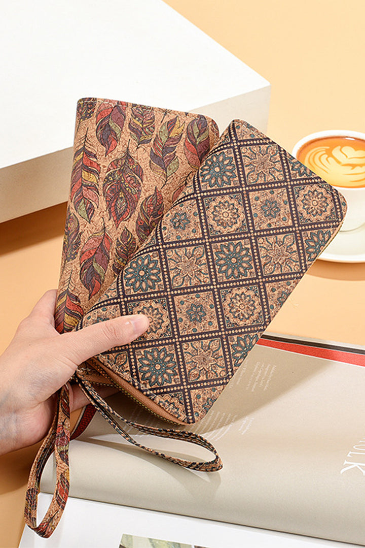 Western Pattern Print Wristlet PU Leather Wallet