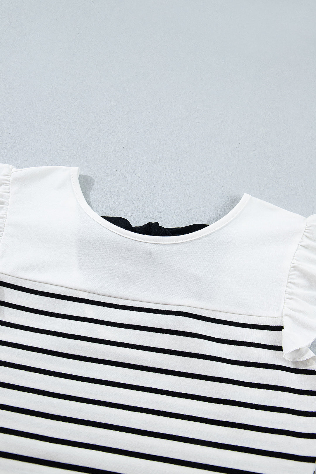 White Stripe Contrast Knot Back Ruffle Trim Tank Top
