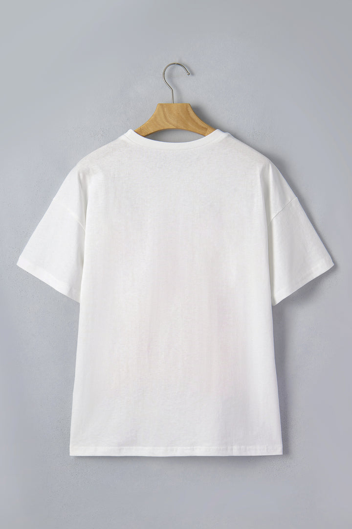 White Cheetah Striped Print Retro Fashion Graphic Tee
