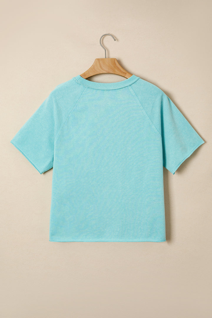 Summer Mineral Wash Raglan Sleeve Boxy Fit Cropped Tee