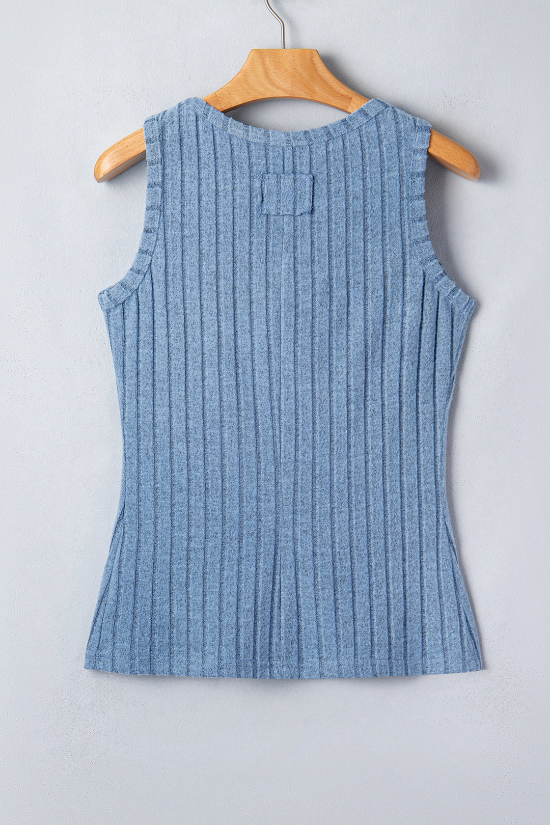Sky Blue Slim Ribbed Mineral Wash Tank Top