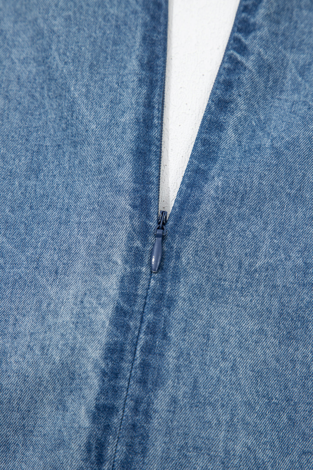 Dusk Blue Acid Wash Pintuck Tie V Neck Denim Wide Leg Jumpsuit
