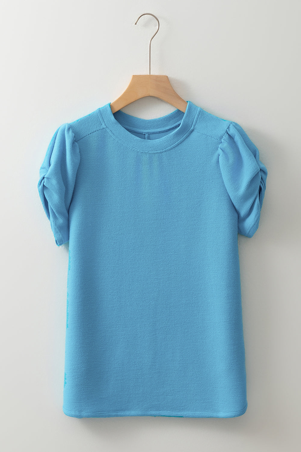 Bubble Sleeve Solid Color Elegant T-Shirt