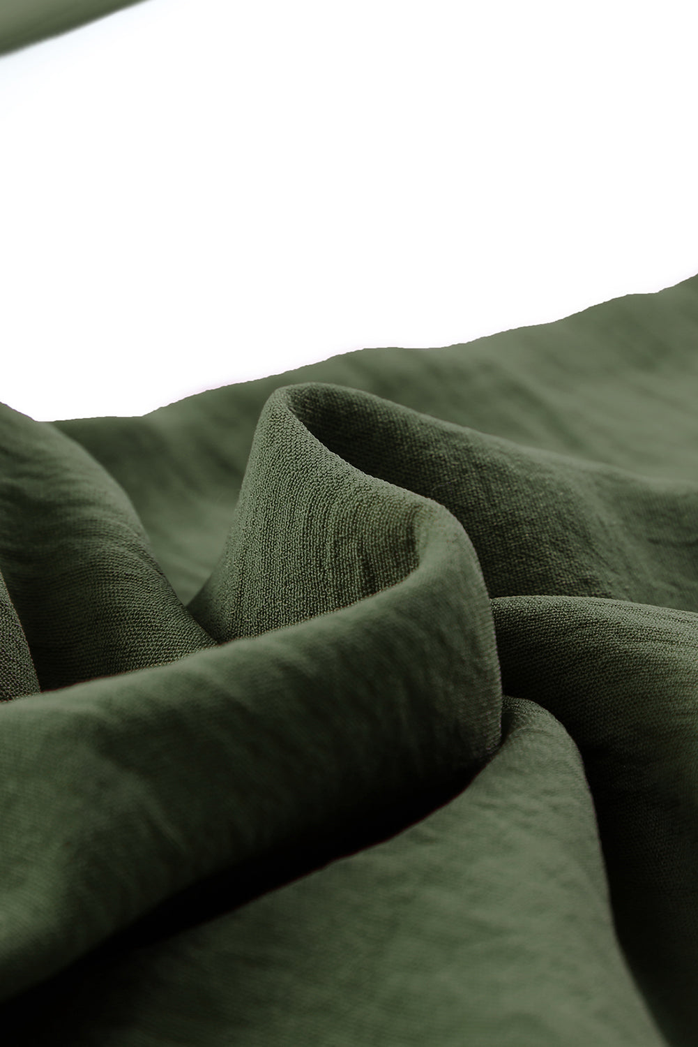 Green Solid Color Drawstring Smocked Waist Joggers
