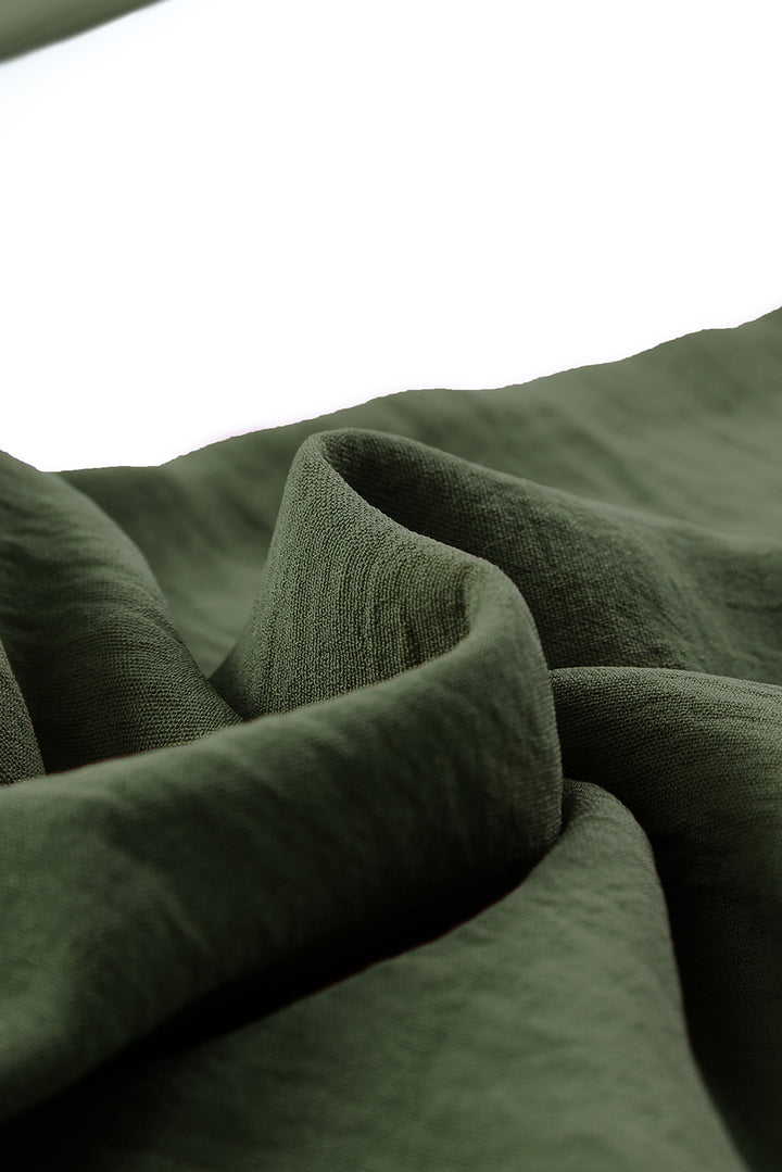 Green Solid Color Drawstring Smocked Waist Joggers