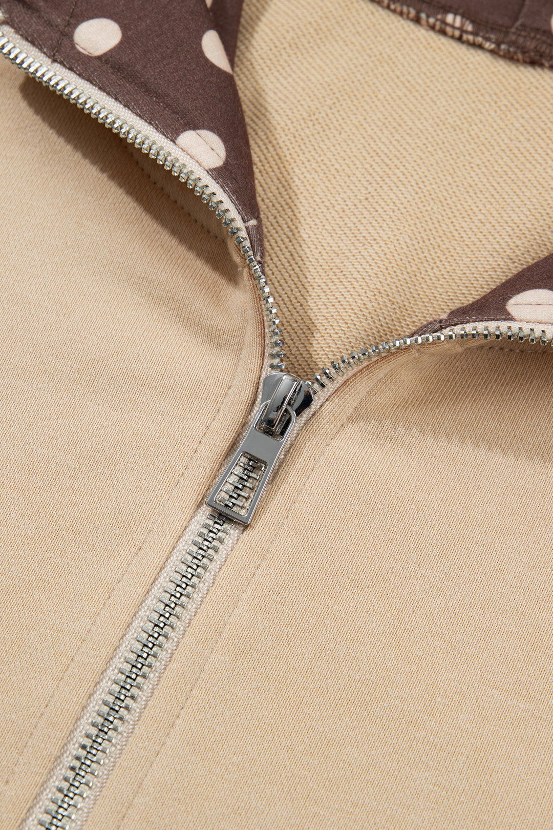 Parchment Polka Dot Hooded Zip-Up Sweatshirt