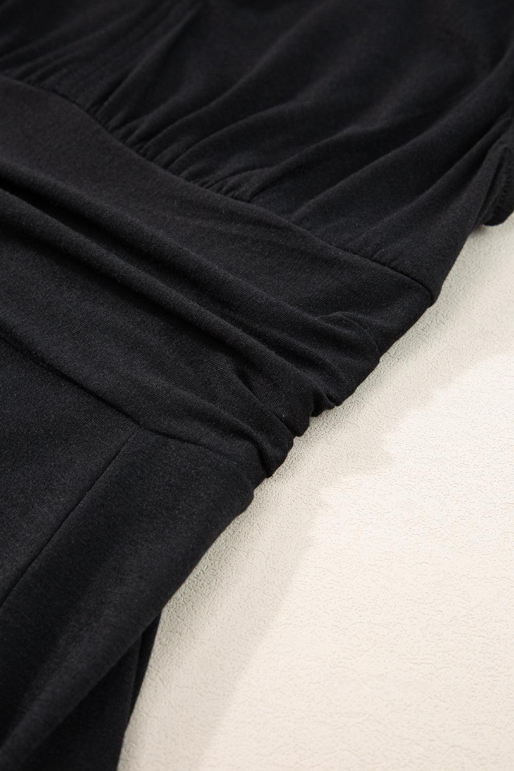 Short Sleeve Shirred High Waist V Neck Maxi Dress