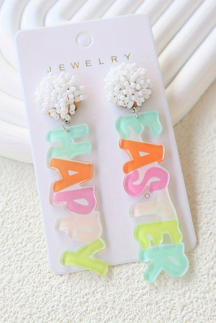 Colorful HAPPY EASTER Drop Earrings